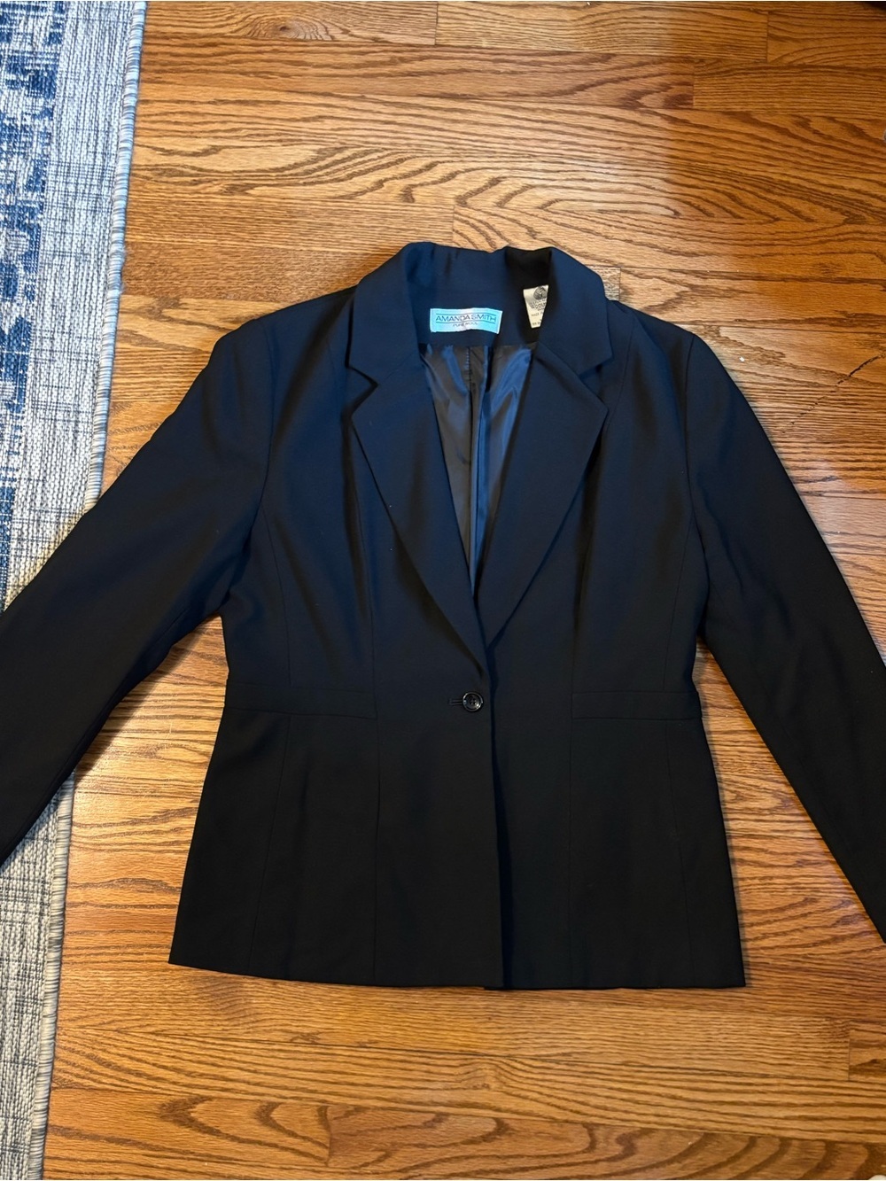 Amanda Smith 100% Wool Black Single Button Career Blazer Size 12